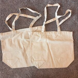 Set of Two Cream Canvas Tote Bags